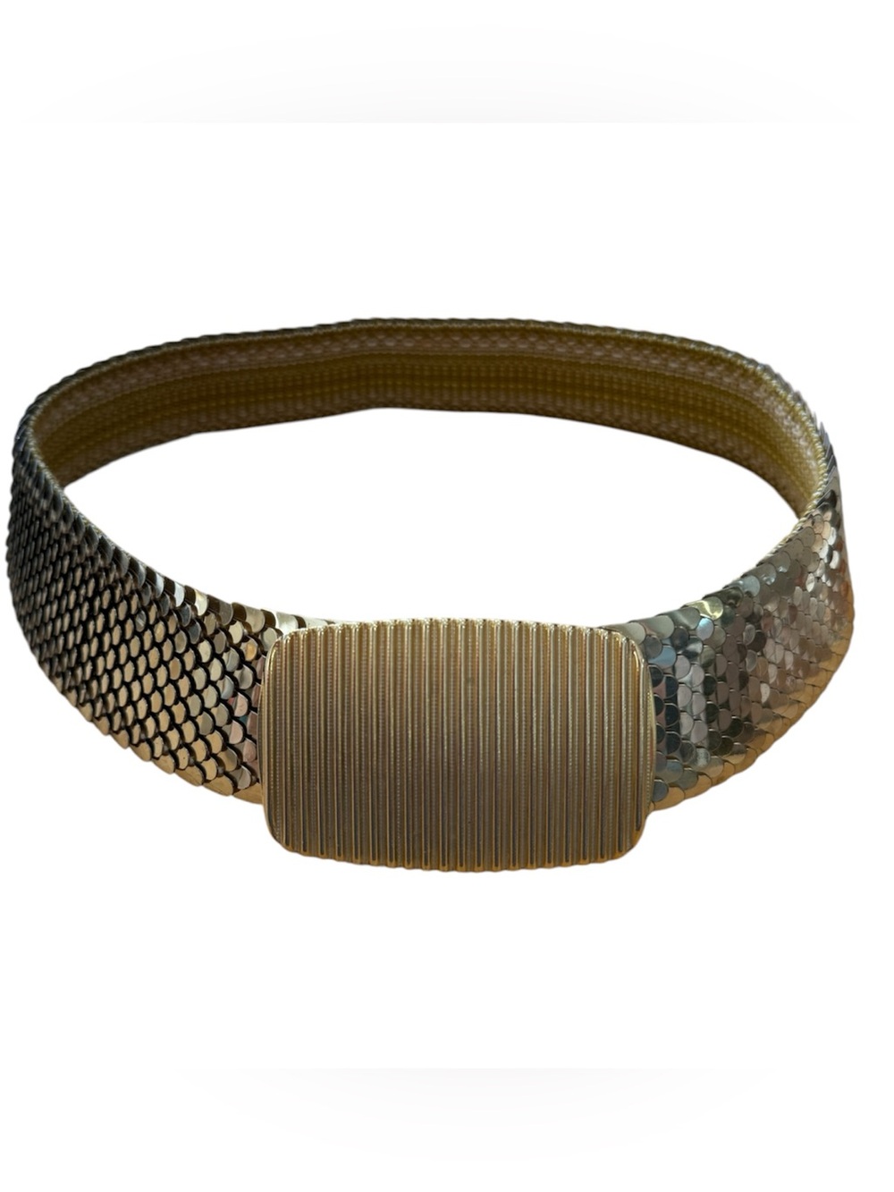 Vintage gold tone fish scale stretch belt
